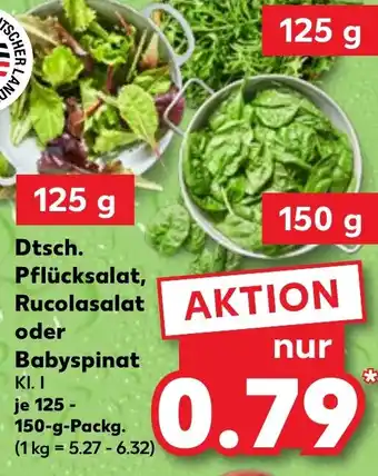 Kaufland Dtsch. Pflücksalat, Rucolasalat oder Babyspinat Angebot