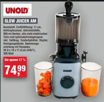 Handelshof UNOLD SLOW JUICER AM Angebot