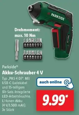 Lidl Parkside Akku-Schrauber 4 V Angebot