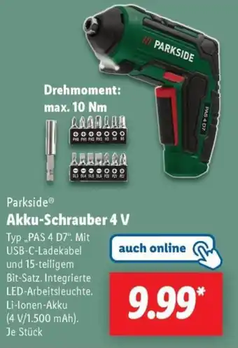 Lidl Parkside Akku-Schrauber 4 V Angebot