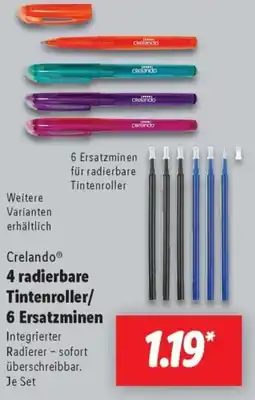 Lidl Crelando 4 radierbare Tintenroller/ 6 Ersatzminen Angebot