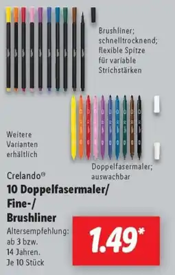 Lidl Crelando 10 Doppelfasermaler/ Fine-/ Brushliner Angebot