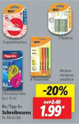 Lidl Bic/Tipp-Ex Schreibwaren Angebot