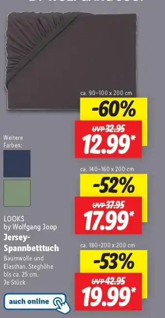 Lidl LOOKS by Wolfgang Joop Jersey- Spannbetttuch Angebot