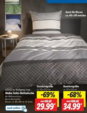 Lidl LOOKS by Wolfgang Joop Mako-Satin-Bettwäsche Standardgröße Angebot