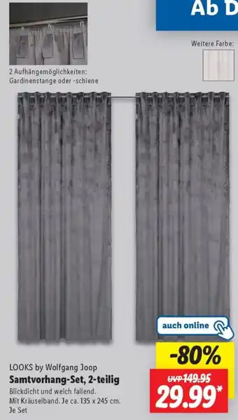 Lidl LOOKS by Wolfgang Joop Samtvorhang-Set, 2-teilig Angebot