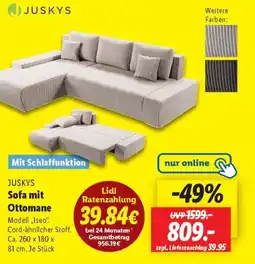 Lidl JUSKYS Sofa mit Ottomane Angebot