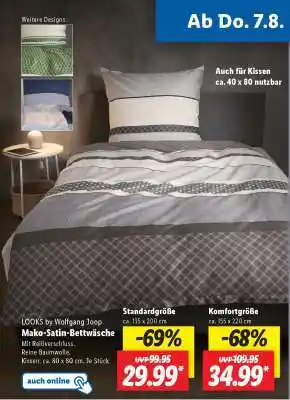 Lidl LOOKS by Wolfgang Joop Mako-Satin-Bettwäsche Angebot