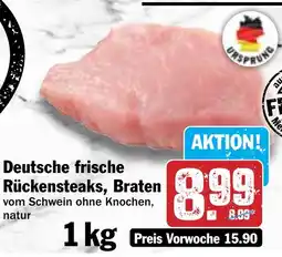 Hit Deutsche frische Rückensteaks, Braten Angebot