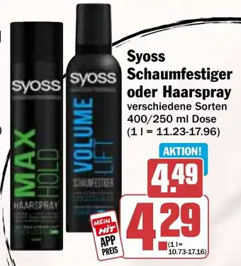 Hit Syoss Schaumfestiger oder Haarspray Angebot