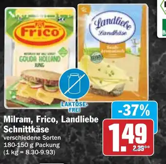 Hit Milram, Frico, Landliebe Schnittkäse Angebot
