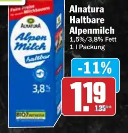 Hit Alnatura Haltbare Alpenmilch Angebot