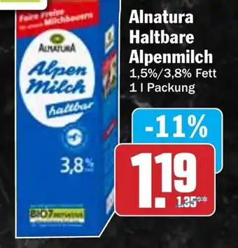 Hit Alnatura Haltbare Alpenmilch Angebot