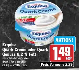 Hit Exquisa Quark Creme oder Quark Genuss 0,2 % Fett Angebot