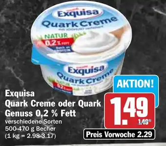 Hit Exquisa Quark Creme oder Quark Genuss 0,2 % Fett Angebot