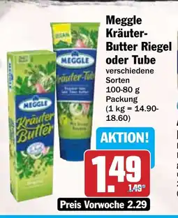 Hit Meggle Kräuter- Butter Riegel oder Tube Angebot