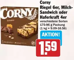 Hit Corny Riegel 6er, Milch- Sandwich oder Haferkraft 4er Angebot