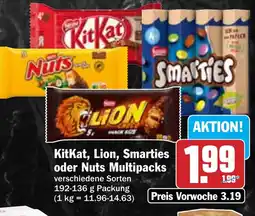 Hit KitKat, Lion, Smarties oder Nuts Multipacks Angebot