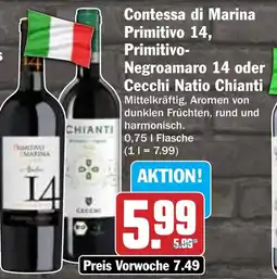 Hit Contessa di Marina Primitivo 14, Primitivo- Negroamaro 14 oder Cecchi Natio Chianti Angebot