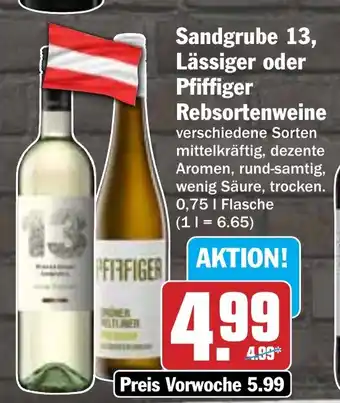 Hit Sandgrube 13, Lässiger oder Pfiffiger Rebsortenweine Angebot