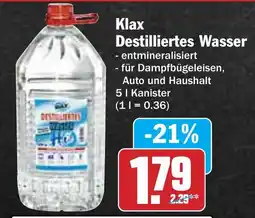 Hit Klax Destilliertes Wasser Angebot
