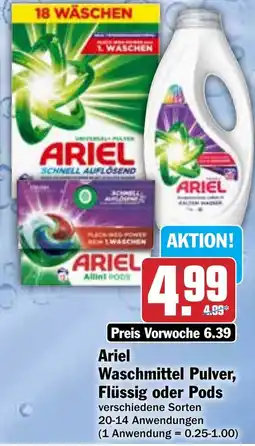 Hit ARIEL Waschmittel Pulver, Flüssig oder Pods Angebot
