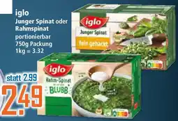 Klaas und Kock iglo Junger Spinat oder Rahmspinat Angebot