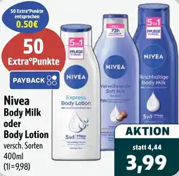 Aktiv Irma Nivea Body Milk oder Body Lotion Angebot