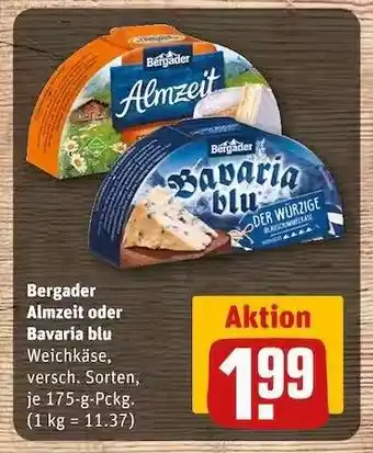 REWE BERGADER Almzeit oder Bavaria Blu Angebot