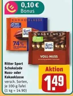 REWE Ritter Sport Schokolade Nuss- oder Kakaoklasse Angebot