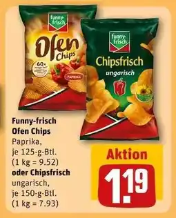 REWE Funny-frisch Ofen Chips Paprika oder Chipsfrisch ungarisch Angebot