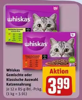 REWE Whiskas Gemischte oder Klassische Auswahl Katzennahrung Angebot
