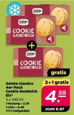 NETTO Gelato classico 4er-Pack Cookie Sandwich Eis Angebot