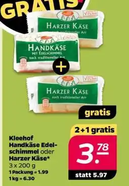 NETTO Kleehof Handkäse Edelschimmel oder Harzer Käse Angebot