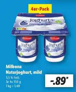 Lidl Milbona Naturjoghurt, mild Angebot