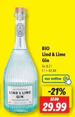 Lidl Bio Lind & Lime Gin Angebot