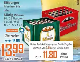 Klaas und Kock Bitburger Premium Pils oder König Pilsener Angebot