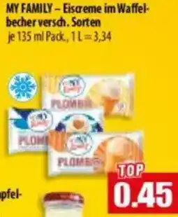 Mix Markt MY FAMILY-Eiscreme im Waffelbecher Angebot