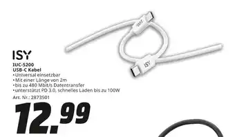 MediaMarkt Isy iuc-5200 usb-c kabel Angebot