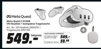 MediaMarkt Meta quest meta quest 3 512gb vr-headset + kompakte tragetasche Angebot