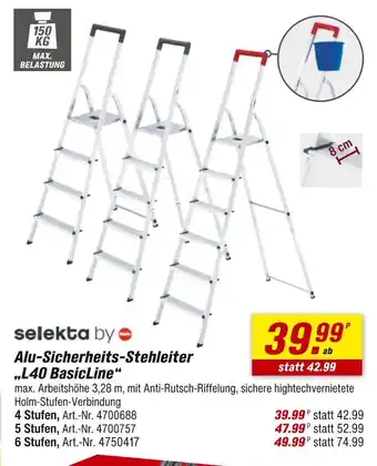 toom Baumarkt Selekta alu-sicherheits-stehleiter „l40 basicline“ Angebot