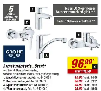 toom Baumarkt Grohe armaturenserie „start“ Angebot