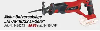 toom Baumarkt Einhell akku-universalsäge „te-ap 18/22 li-solo“ Angebot