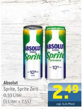 Getränke Arena Absolut sprite, sprite zero Angebot