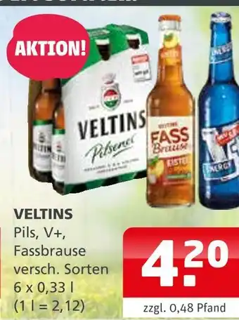 Getränke Quelle Veltins pils, v+, fassbrause Angebot