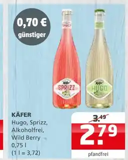 Getränke Quelle Käfer hugo, sprizz, alkoholfrei, wild berry Angebot