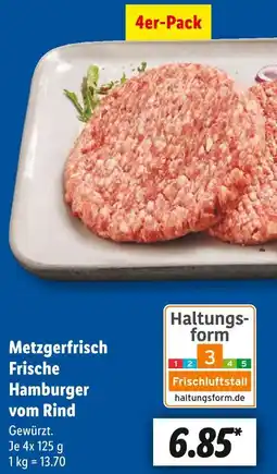Lidl Metzgerfrisch frische hamburger vom rind Angebot
