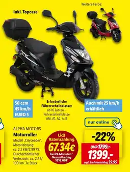Lidl Alpha motors cityleader motorroller Angebot