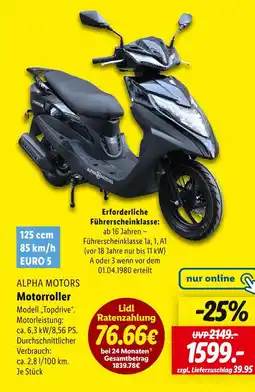 Lidl Alpha motors motorrroller modell „topdrive“ Angebot