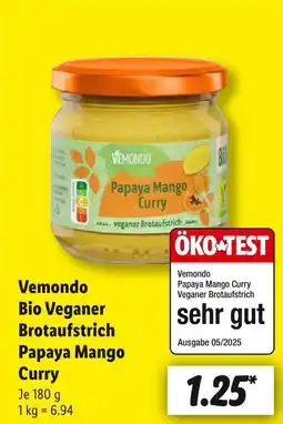 Lidl Vemondo bio veganer brotaufstrich papaya mango curry Angebot